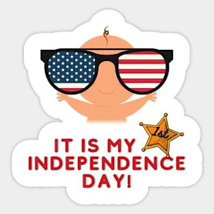 It is my first independence day Baby with Sunglass Sticker